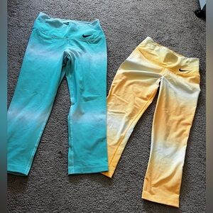 Two Pair Lot Nike Legendary Horizon Crop Leggings Ombre stripe XS